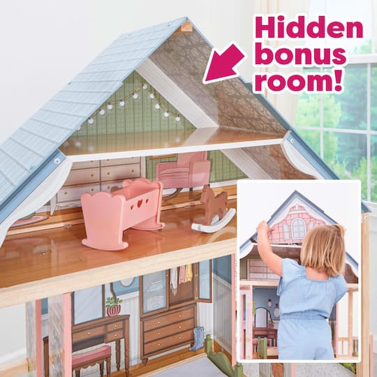 KidKraft Pink Wooden Charlotte Classic Dollhouse Set